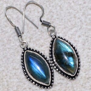 Labradorite Gemstone 925 Sterling Silver Handmade Drop Dangle Earrings